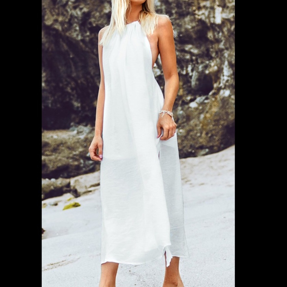 Cupshe White Halter Backless Cover Up NWT